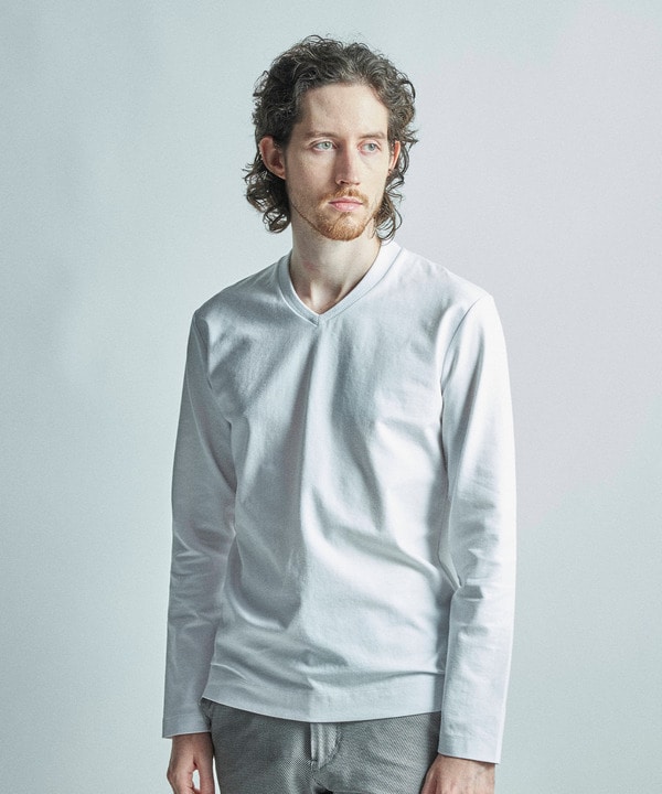 【ACTIVE TAILOR/アクティブテイラー】シルケットスムースVネック長袖Tシャツ 詳細画像 9