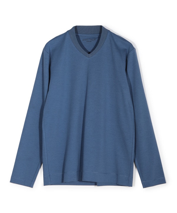 【ACTIVE TAILOR/アクティブテイラー】シルケットスムースVネック長袖Tシャツ 詳細画像 ブルー 1