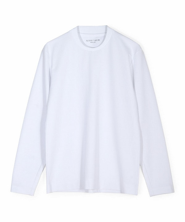 【ACTIVE TAILOR/アクティブテイラー】シルケットスムースクルーネック長袖Tシャツ 詳細画像 ホワイト 1