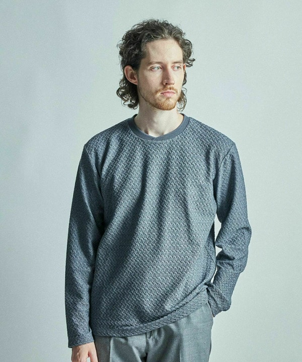 シャーリングジャカードロングスリーブTシャツ 詳細画像 6