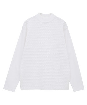 ニットコンビ モックネック長袖Tシャツ