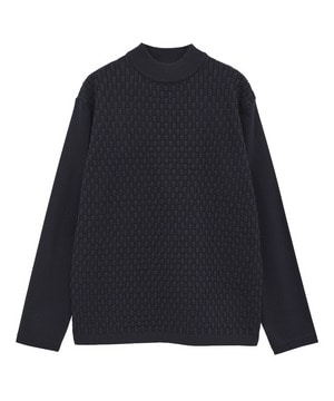 ニットコンビ モックネック長袖Tシャツ