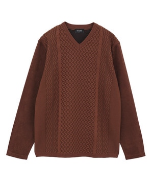ニットコンビ フェイクスエード長袖Tシャツ