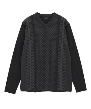 ニットコンビ フェイクスエード長袖Tシャツ