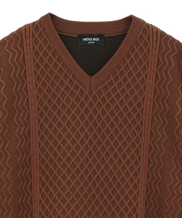 ニットコンビ フェイクスエード長袖Tシャツ 詳細画像 11