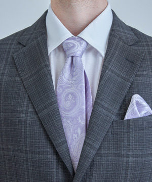 シャドーペイズリー×ドット柄シルクネクタイ