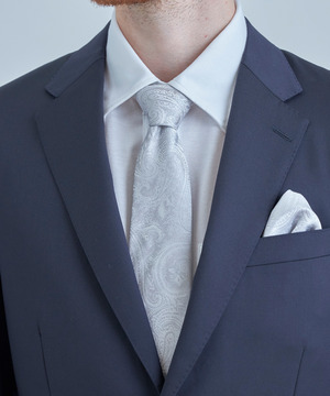 シャドーペイズリー×ドット柄シルクネクタイ