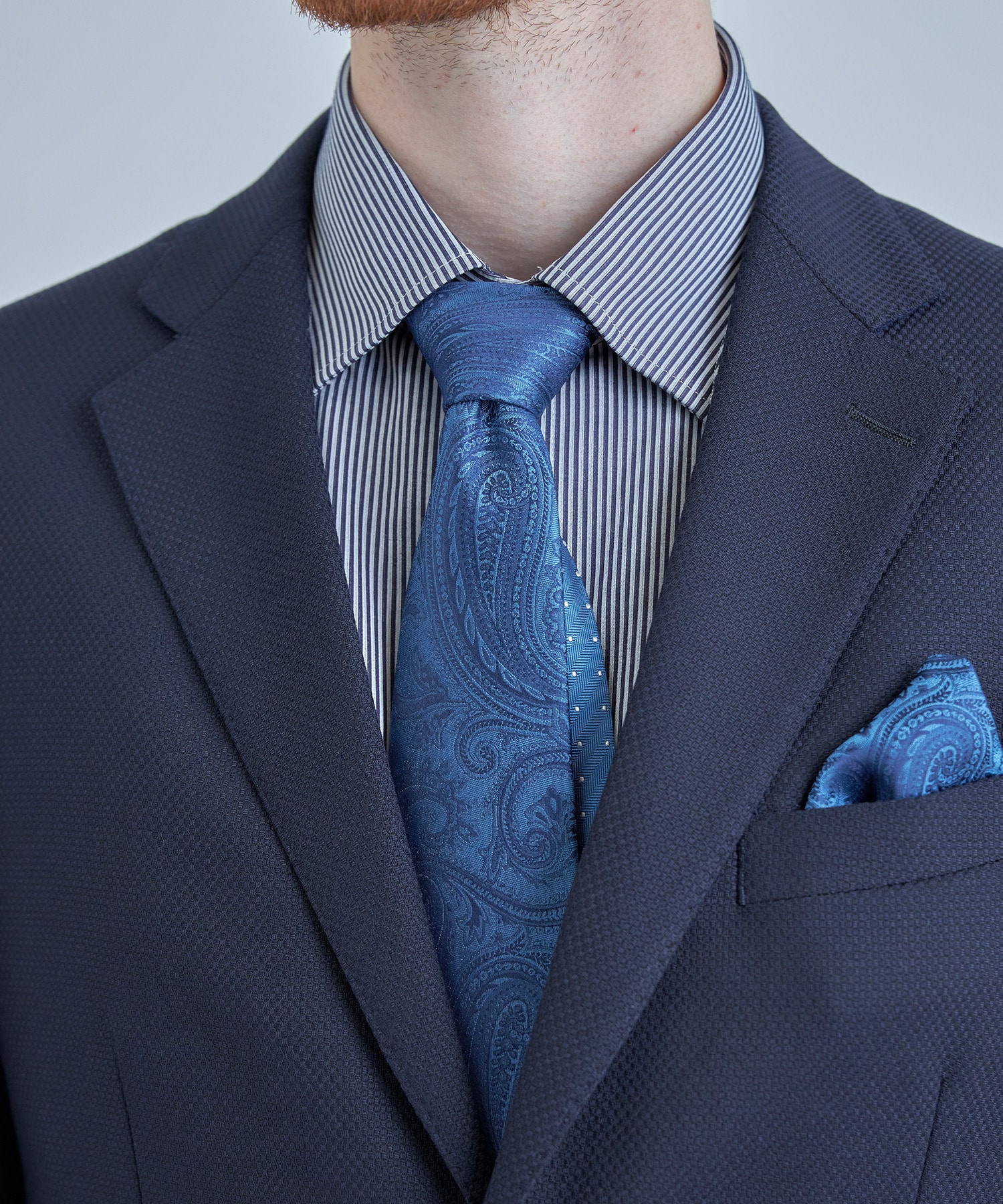 シャドーペイズリー×ドット柄シルクネクタイ｜メンズ