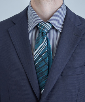 チェックxドット柄シルクネクタイ