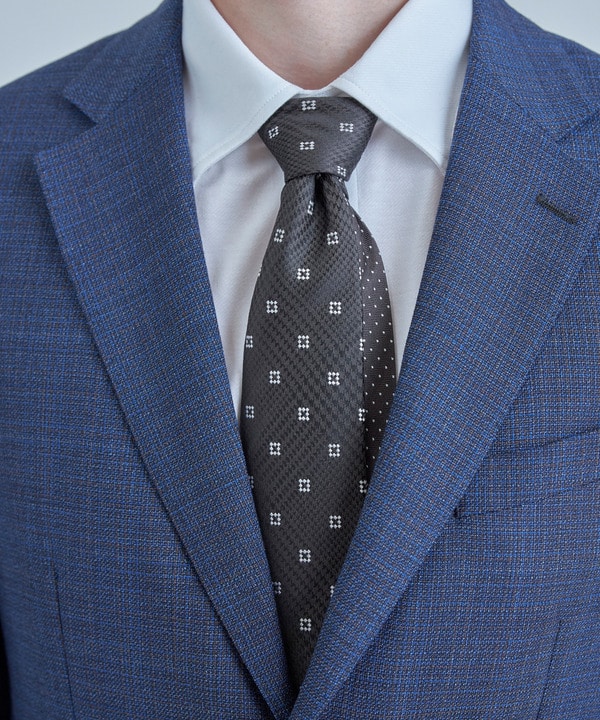 小紋グレンチェックxドット柄シルクネクタイ 詳細画像 7