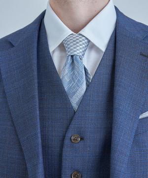 ジオメトリック柄xシャドー千鳥柄シルクネクタイ