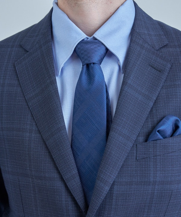 ジオメトリック柄xシャドー千鳥柄シルクネクタイ 詳細画像 ネイビー 1
