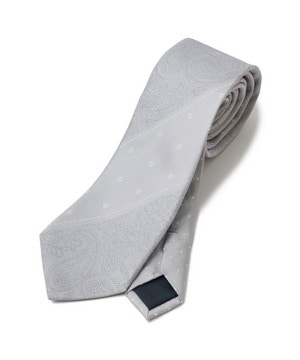 シャドーペイズリー小紋柄xピンドット柄クレリックタイ