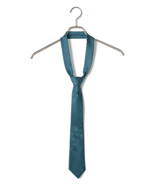 シャドーペイズリー小紋柄xピンドット柄クレリックタイ 詳細画像 2