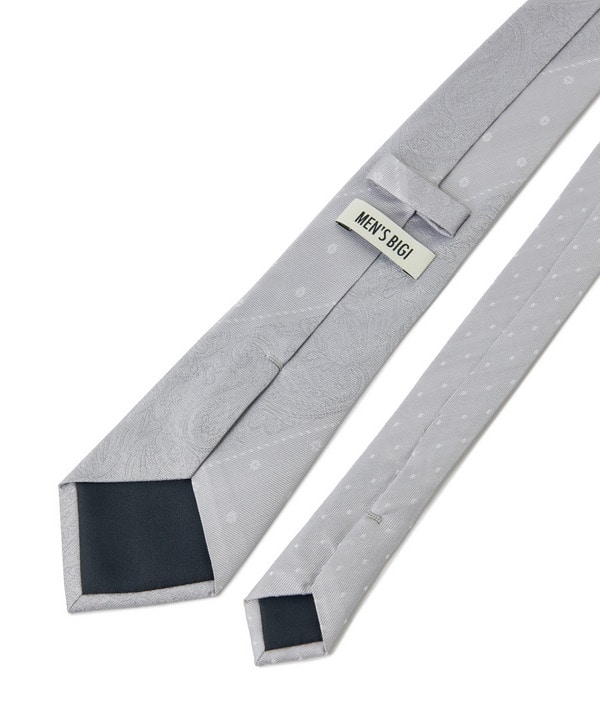 シャドーペイズリー小紋柄xピンドット柄クレリックタイ 詳細画像 4