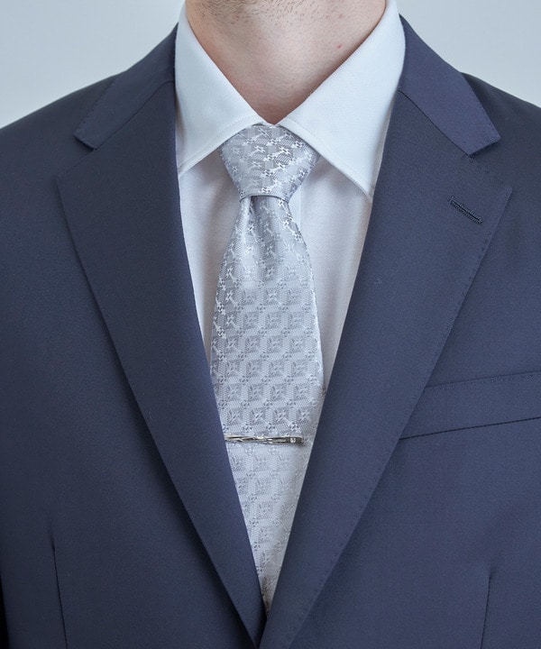 【TIE YOUR TIE/タイユアタイ】ジオメトリック柄ネクタイ 詳細画像 シルバー 1