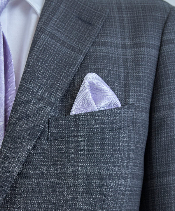 シャドーペイズリー柄シルクチーフ 詳細画像 パープル 1