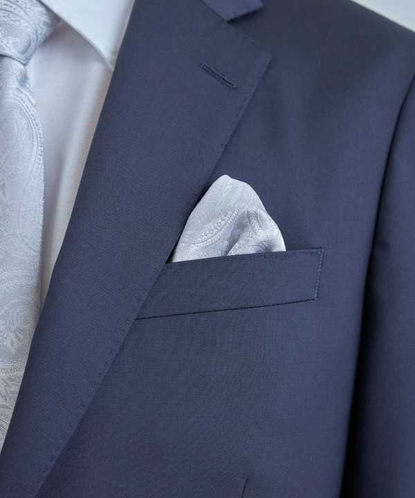 シャドーペイズリー柄シルクチーフ 詳細画像 シルバー 1