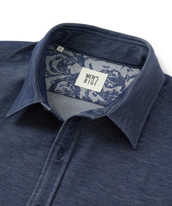 デニムジャージ シャツブルゾン＜ストレッチ＞ 詳細画像 1