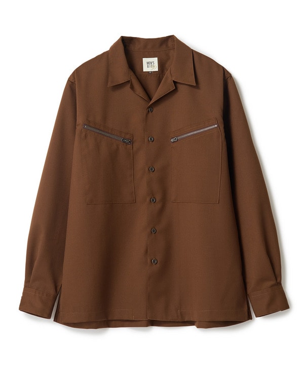 ウールツイル オープンカラーワークシャツ 詳細画像 ブラウン 1