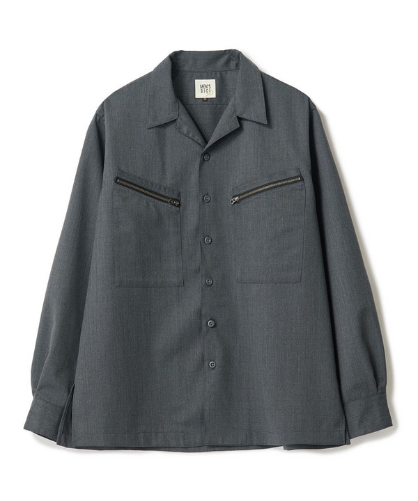 ウールツイル オープンカラーワークシャツ 詳細画像 グレー 1
