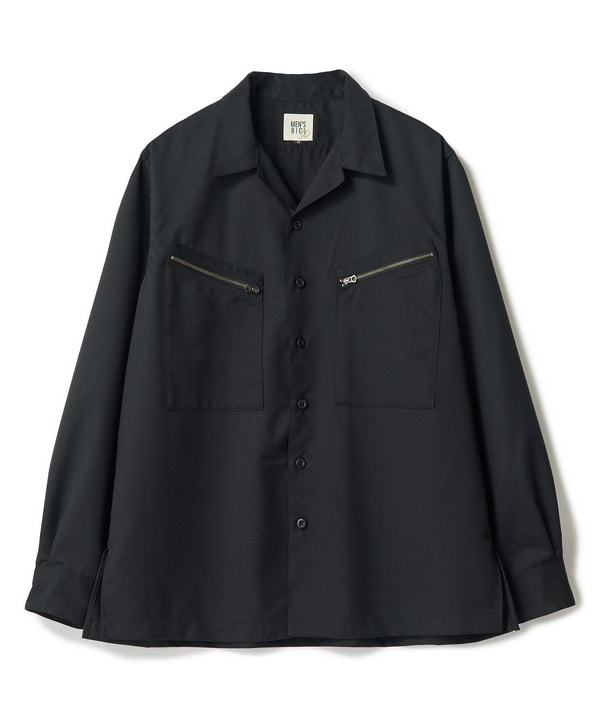 ウールツイル オープンカラーワークシャツ 詳細画像 ブラック 1