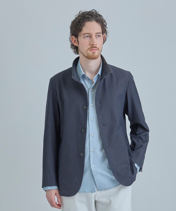 シャンブレー調ハイテンショントリコット スタンドカラーカーデブルゾン＜接触冷感/速乾/UVカット＞ 詳細画像 1