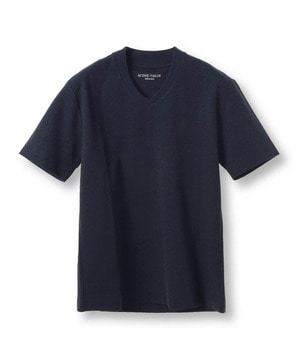 【ACTIVE TAILOR/アクティブテイラー】シルケットスムースVネックTシャツ＜接触冷感 / UVカット＞