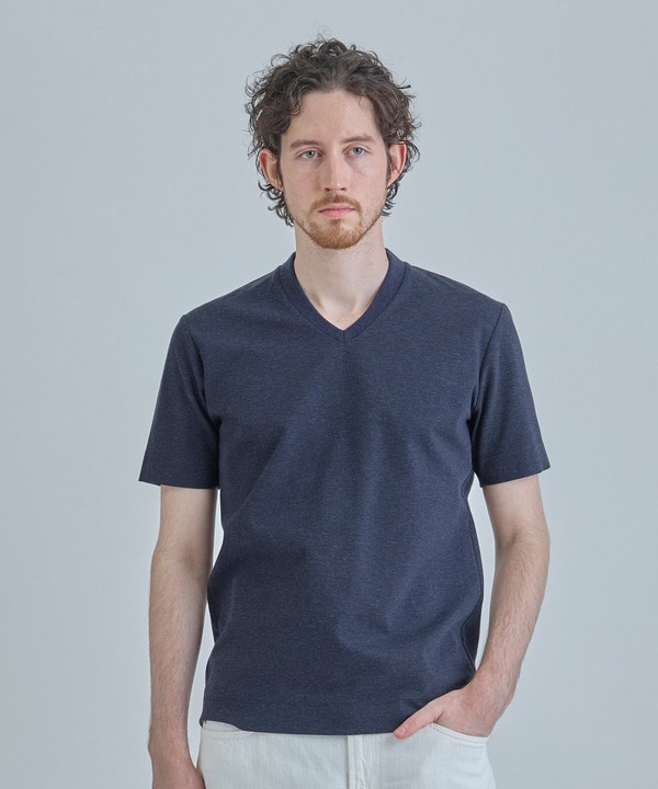 【ACTIVE TAILOR/アクティブテイラー】シルケットスムースVネックTシャツ＜接触冷感 / UVカット＞ 詳細画像 1