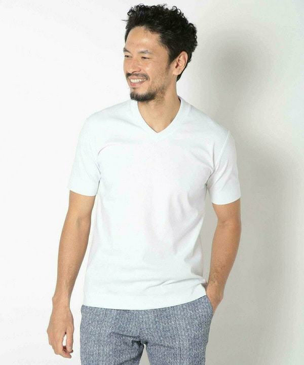 【ACTIVE TAILOR/アクティブテイラー】シルケットスムースVネックTシャツ＜接触冷感 / UVカット＞ 詳細画像 5