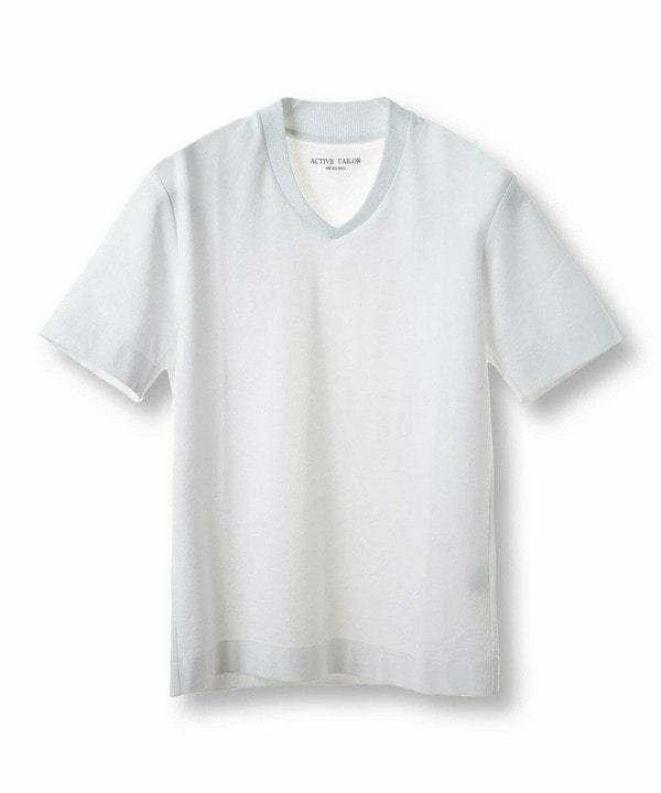 【ACTIVE TAILOR/アクティブテイラー】シルケットスムースVネックTシャツ＜接触冷感 / UVカット＞ 詳細画像 ホワイト 1