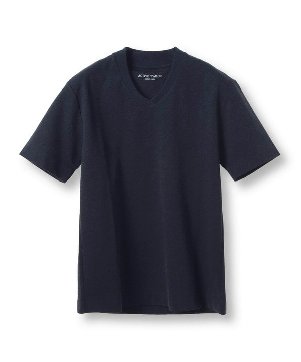 【ACTIVE TAILOR/アクティブテイラー】シルケットスムースVネックTシャツ＜接触冷感 / UVカット＞ 詳細画像 ネイビー 1