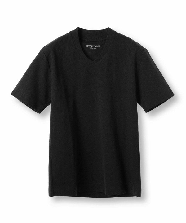 【ACTIVE TAILOR/アクティブテイラー】シルケットスムースVネックTシャツ＜接触冷感 / UVカット＞ 詳細画像 ブラック 1