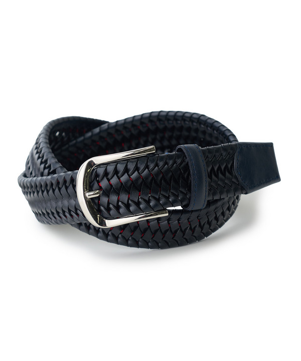 【DOMODOSSOLA/ドモドッソラ】レザーメッシュプレーンベルト 詳細画像 ネイビー 1