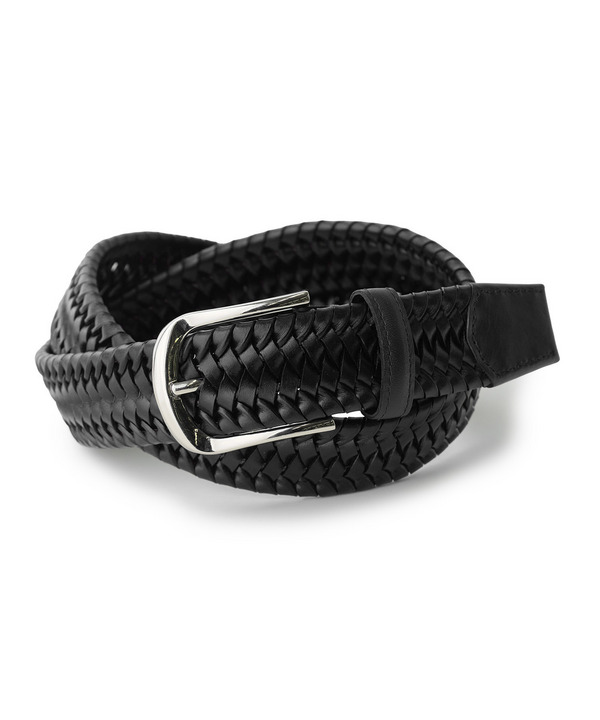 【DOMODOSSOLA/ドモドッソラ】レザーメッシュプレーンベルト 詳細画像 ブラック 1