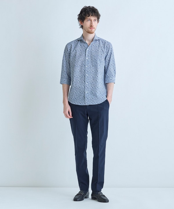 千鳥格子xフラワープリント七分袖シャツ＜吸水速乾、ストレッチ＞ 詳細画像 11