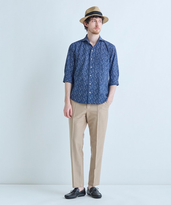 千鳥格子xフラワープリント七分袖シャツ＜吸水速乾、ストレッチ＞ 詳細画像 12