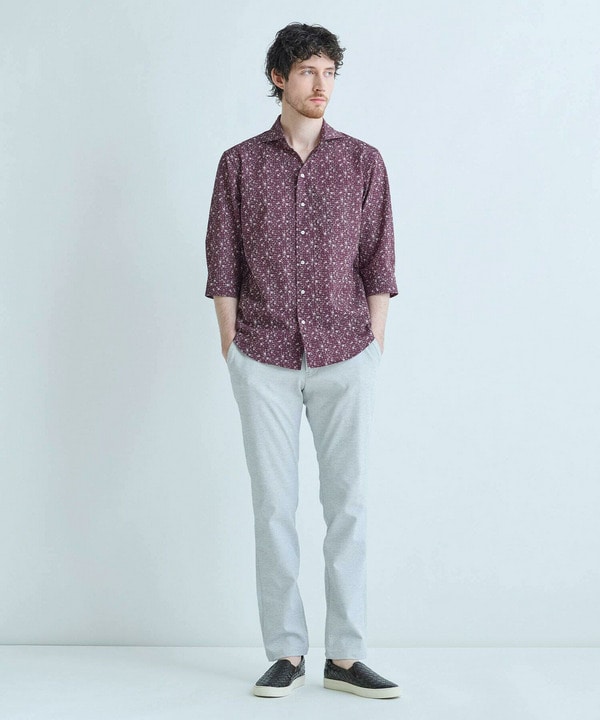 千鳥格子xフラワープリント七分袖シャツ＜吸水速乾、ストレッチ＞ 詳細画像 13