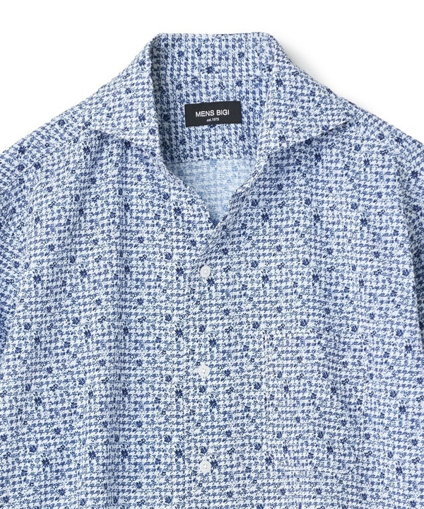 千鳥格子xフラワープリント七分袖シャツ＜吸水速乾、ストレッチ＞ 詳細画像 14