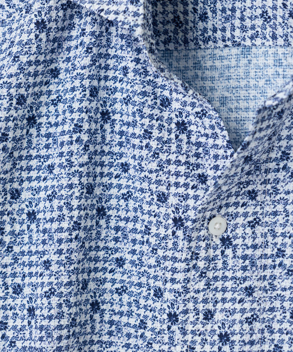 千鳥格子xフラワープリント七分袖シャツ＜吸水速乾、ストレッチ＞ 詳細画像 4