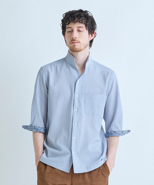 ストレッチサッカー七分袖シャツ＜ストレッチ/通気性＞ 詳細画像 1