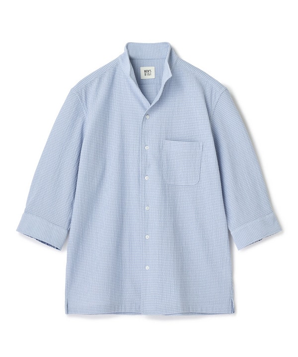 ストレッチサッカー七分袖シャツ＜ストレッチ/通気性＞ 詳細画像 サックス 1