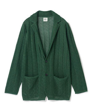 変形アーガイルシアーニットジャケット