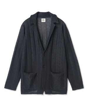 変形アーガイルシアーニットジャケット