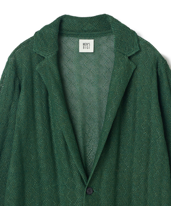 変形アーガイルシアーニットジャケット 詳細画像 12
