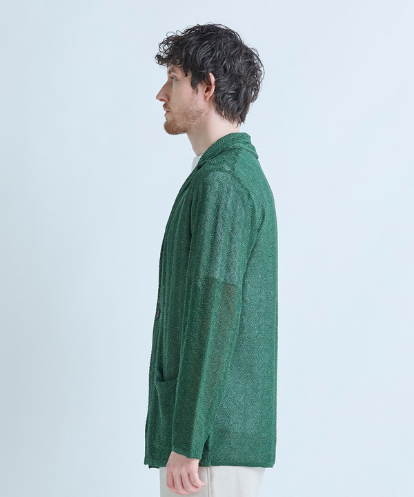 変形アーガイルシアーニットジャケット 詳細画像 2