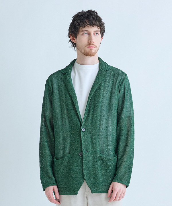 変形アーガイルシアーニットジャケット 詳細画像 4