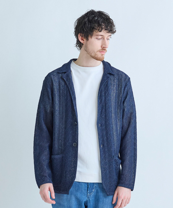 変形アーガイルシアーニットジャケット 詳細画像 5