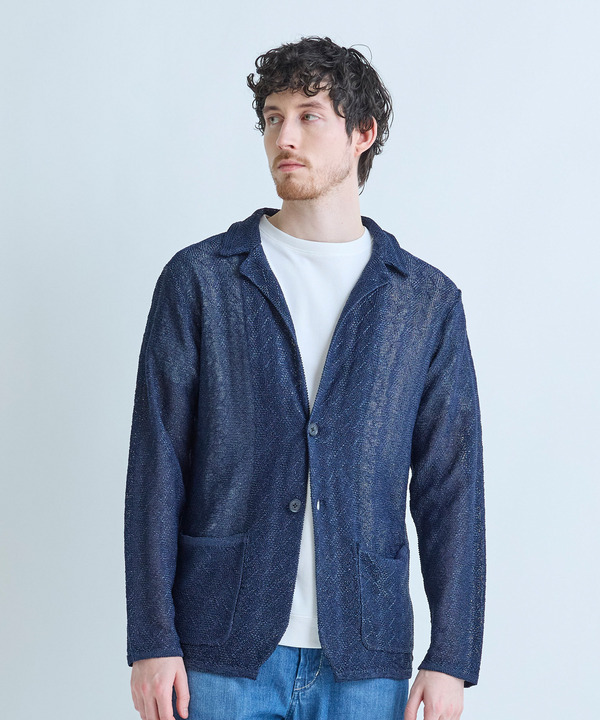 変形アーガイルシアーニットジャケット 詳細画像 6