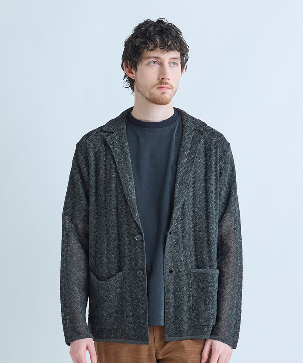 変形アーガイルシアーニットジャケット 詳細画像 7